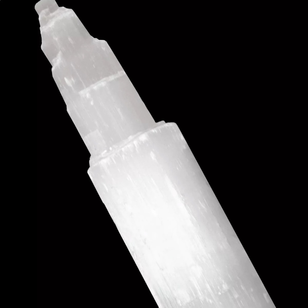 Genuine Selenite tower w/ light stand - 7 inch - Picture 8 of 9